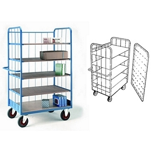 5 Tier Shelf Truck 1780Hx1000Lx700mmW with Hook on Front Shelf Trolleys with plywood Shelves Shelf Trolleys | Shelf Trolley with Plywood Shelves | Multi Level Trolleys 35/Trolley with extra side.jpg